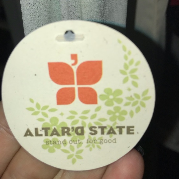 ALTAR’D STATE Maxi Silk Dress Jade Green White Color Block Lined Size Large - Picture 7 of 13